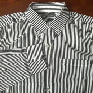Geoffrey Beene NEW white gray striped long sleeve button‎ down dress shirt NWT